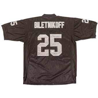 Fred Biletnikoff Autographed Oakland Raiders Black Football Jersey HOF 88