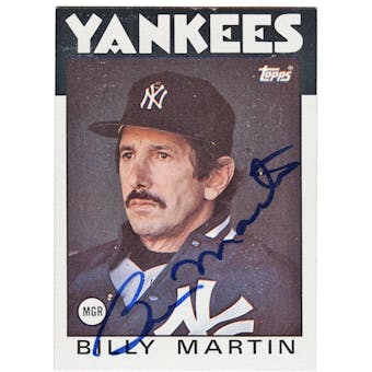 Billy Martin Autographed New York Yankees 1986 Topps Baseball # 651 (JSA letter)