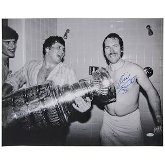 Billy Smith Autographed NY Islanders Stanley Cup 16X20 Photo (Steiner)