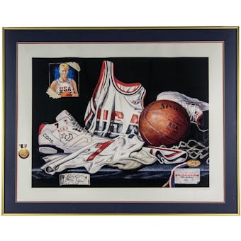 Larry Bird Autographed Allen Hackney 1992 Limited Edition Framed Team USA Olympic Lithograph #300/600