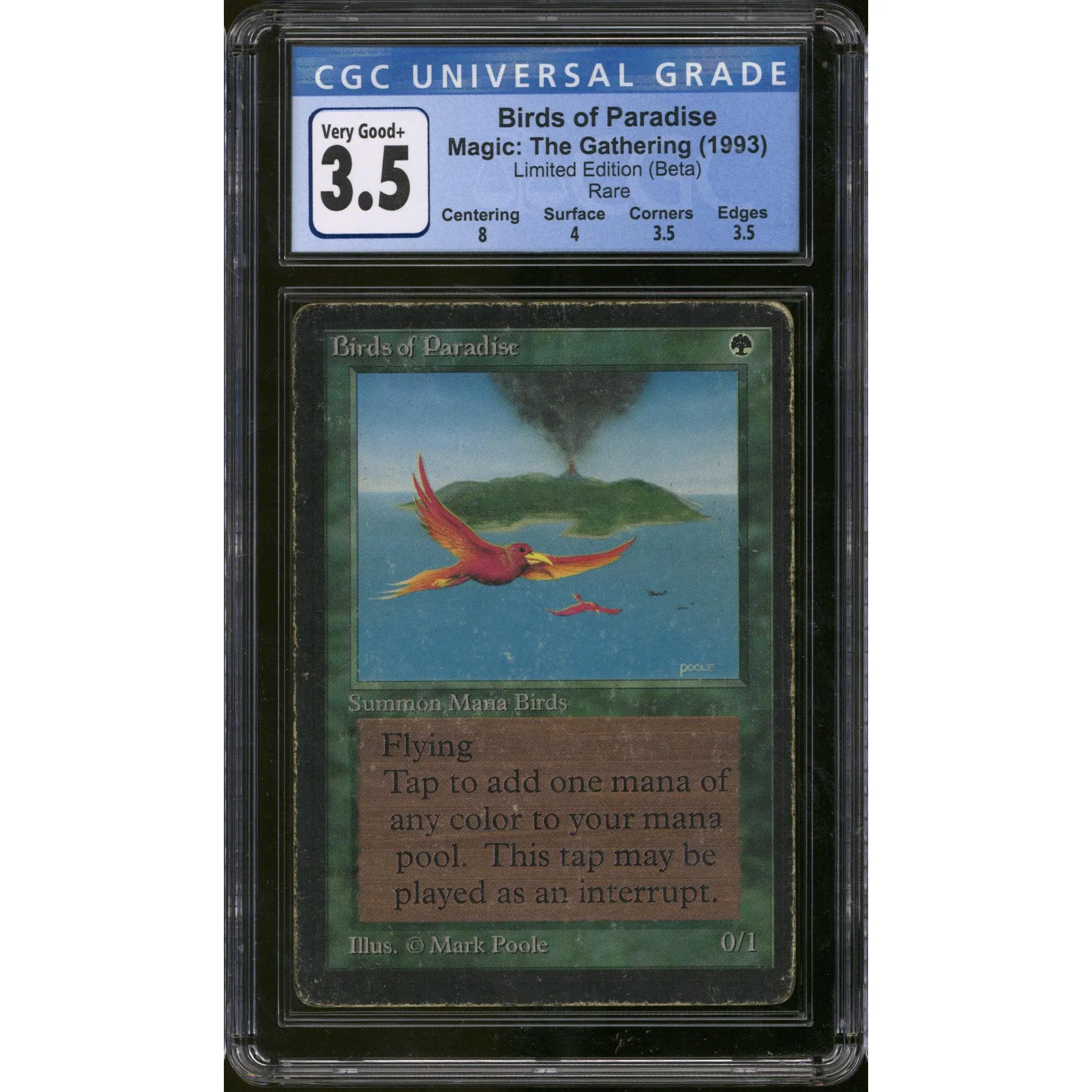 Magic the Gathering Beta Birds of Paradise CGC 3.5 Pedigree MODERATELY HEAVILY PLAYED MP HP | DA Card World Magic the Gathering Beta Birds of Paradise CGC 3.5 Pedigree MODERATELY HEAVILY PLAYED MP HP | DA Card World