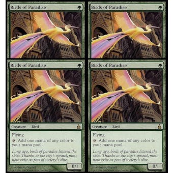 Magic the Gathering Ravnica: City of Guilds PLAYSET Birds of Paradise FOIL-NEAR MINT (NM)