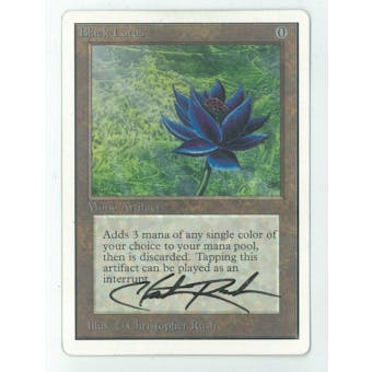 Magic the Gathering Unlimited Black Lotus Artist Signed by Christopher Rush - MODERATE PLAY Plus (MP+)