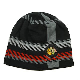 Chicago Blackhawks Old Time Hockey Black Bolgar Beanie Knit Hat (Adult OSFA)