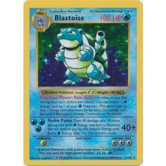 Pokemon Base Set 1 Single Blastoise 2/102 Shadowless - MODERATE PLAY