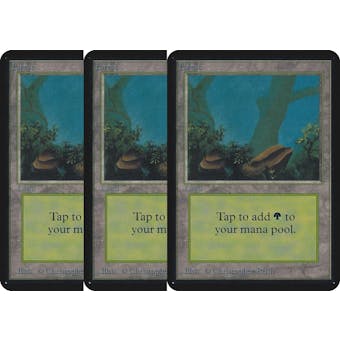 Magic the Gathering Alpha 3x LOT Forest (Blue) LIGHTLY PLAYED (LP) Basic Land