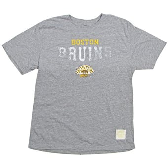 Boston Bruins Retro Sport Dark Gray Heathered Tri-Blend T-Shirt (Adult L)
