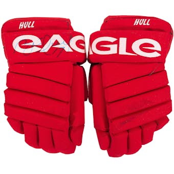 Brett Hull Autographed Detroit Red Wings Game Used Eagle CP94 Gloves (Hockeytown Auth)