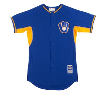 Milwaukee Brewers Majestic Royal BP Cool Base Performance Authentic Jersey (40)