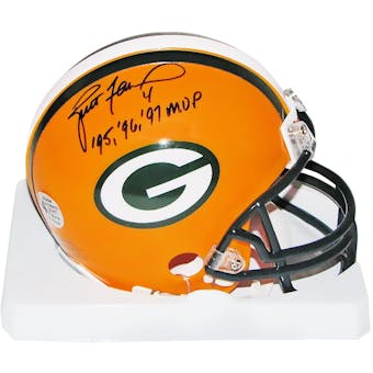 Brett Favre Autographed Green Bay Packers Mini Helmet w/95,96,97 MVP (Favre Holo)