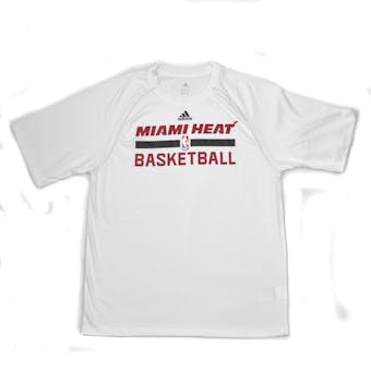 Miami Heat Adidas White Climalite Performance Tee Shirt