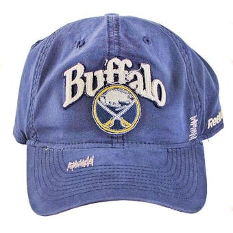 Buffalo Sabres Reebok Navy Distressed Adjustable Slouch Hat (Adult One Size)