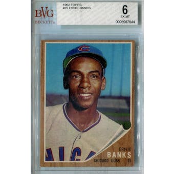 1962 Topps Baseball #25 Ernie Banks BVG 6 (EX-MT) *7044 (Reed Buy)