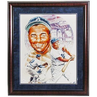 Roy Campanella Autographed & Framed Brooklyn Dodgers Lithograph