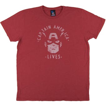 Captain America Junk Food Red He Lives Tee (Adult L)