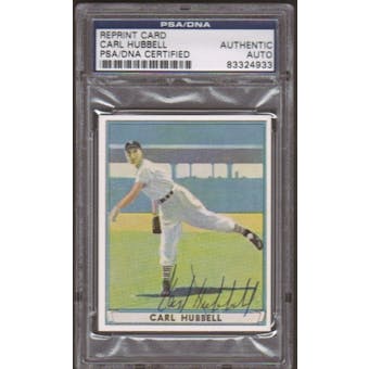 1941 Playball Reprint Carl Hubbell Autographed Card PSA Slabbed (4933)