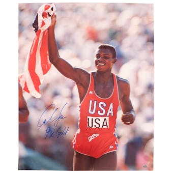 Carl Lewis Autographed Team USA 16x20 Photograph w/"9x's Gold" Inscription (Leaf Auth)