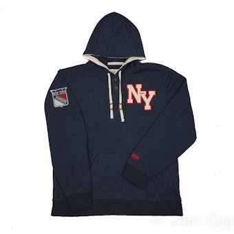 New York Rangers CCM Reebok Heathered Navy Sweater Knit Fleece Hoodie (Adult XL)