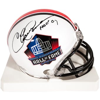 Charlie Sanders Autographed Detroit Lions Hall of Fame Football Mini Helmet
