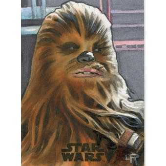 Star Wars Force Awakens Chewbacca 1/1 Sketch Card - L. Reynolds