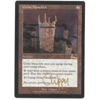 Magic the Gathering Urza's Legacy Single Grim Monolith FOIL MODERATE PLAY (MP) - ARTIST SIGNED