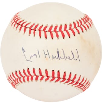 Carl Hubbell Autographed New York Giants Rawlings National League Baseball (JSA)