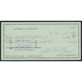 1971 Roberto Clemente Signed Check - PSA/DNA