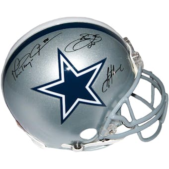 Emmitt Smith / Troy Aikman / Michael Irvin Autographed Dallas Cowboys "Triplets" Full Size Proline Helmet (GTS
