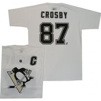 Pittsburgh Penguins #87 Sidney Crosby Reebok White Name & Number Tee Shirt (Adult L)