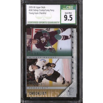 2005/06 Upper Deck Young Gun Sidney Crosby/Corey Perry CL CSG 9.5 card #242