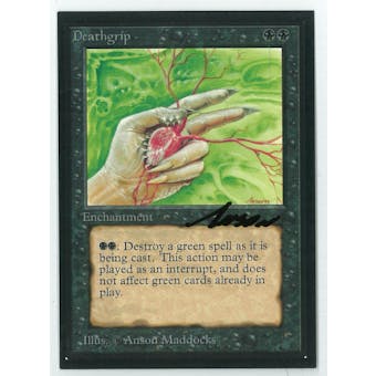 Magic the Gathering Beta Artist Proof Deathgrip - SIGNED BY ANSON MADDOCKS