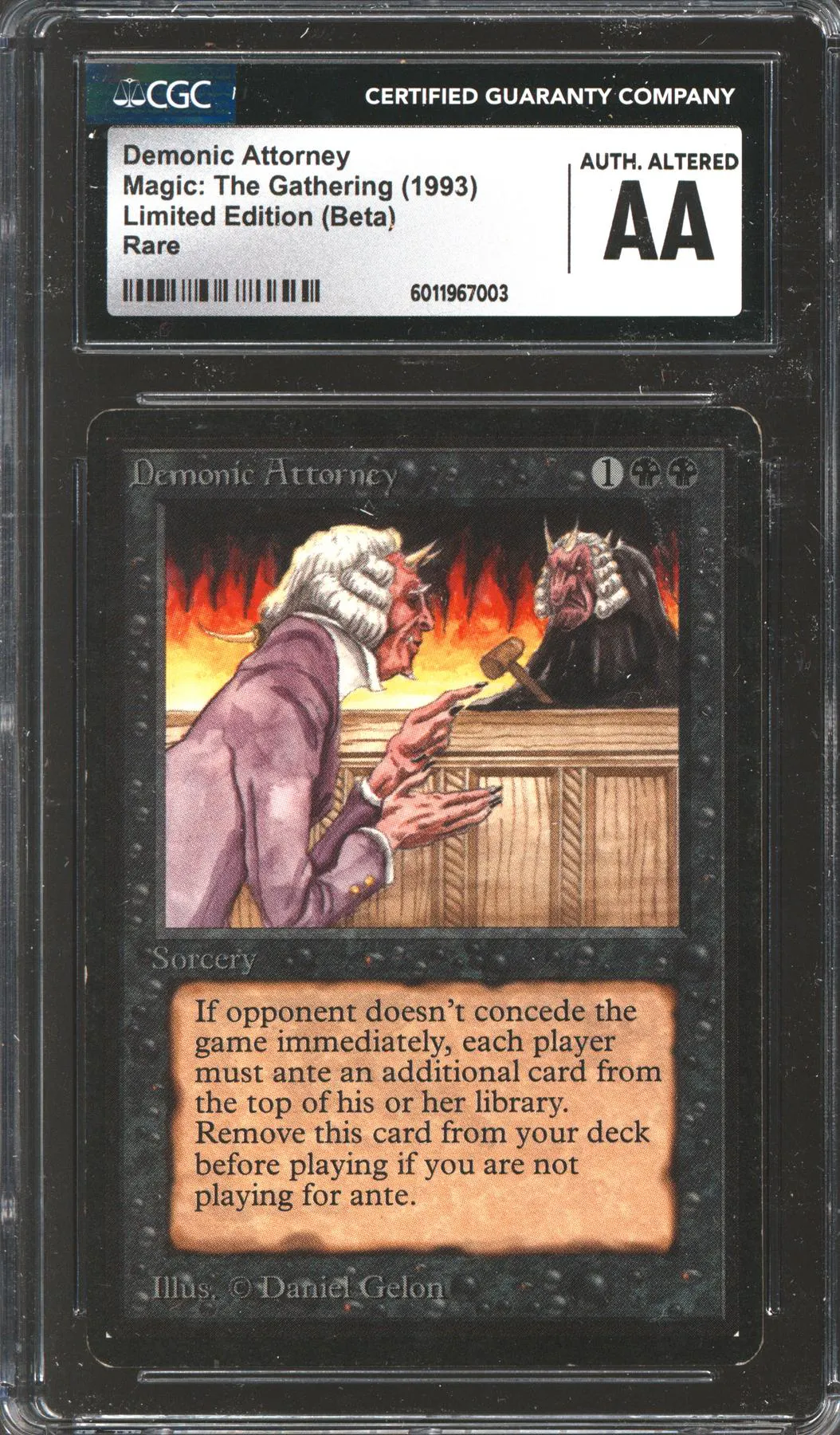 Magic the Gathering Beta Demonic Attorney CGC AA Authentic Altered INKED LIGHTLY PLAYED LP INK | DA Card World Magic the Gathering Beta Demonic Attorney CGC AA Authentic Altered INKED LIGHTLY PLAYED LP INK | DA Card World