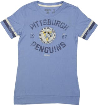 Pittsburgh Penguins CCM Reebok Light Blue Classics Tee Shirt (Womens L)