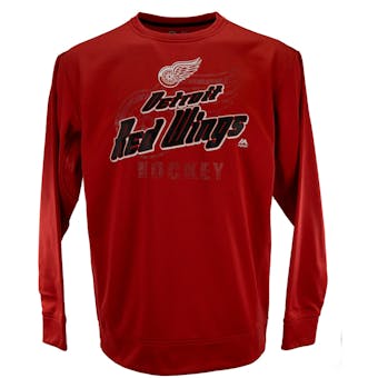 Detroit Red Wings Majestic Red Slashing Performance Synthetic Fleece Sweatshirt