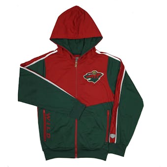 Minnesota Wild Old Time Hockey Chaser Red & Green Full Zip Hoodie (Adult M)