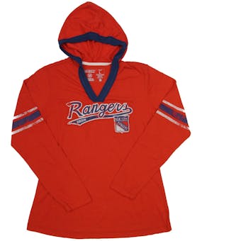 New York Rangers CCM Reebok Red Classics Long Sleeve Hooded Tee Shirt (Womens S)