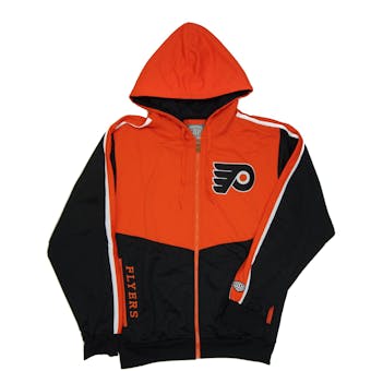 Philadelphia Flyers Old Time Hockey Chaser Orange & Black Full Zip Fleece Hoodie (Adult M)