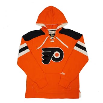 Philadelphia Flyers CCM Reebok Orange Lace Up Fleece Jersey Hoodie (Adult L)