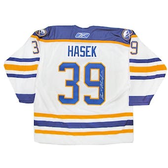 Dominik Hasek Autographed Buffalo Sabres Large White Hockey Jersey Reebok