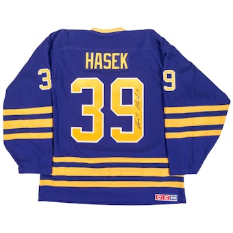 Dominik Hasek Autographed Buffalo Sabres XL Blue Hockey Jersey CCM