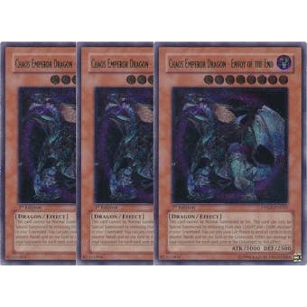 Yu-Gi-Oh Duelist Pack Kaiba 1st Edition 3x Chaos Emperor Dragon Envoy of the End PLAYSET x3 SLIGHT PLAY (SP)