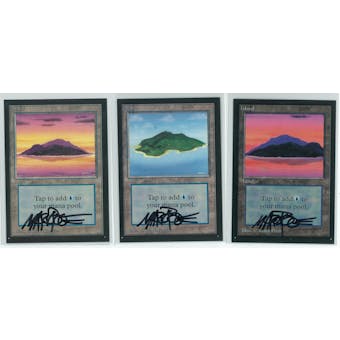 Magic the Gathering Beta Artist Proof Island - SET OF ALL THREE, ALL SIGNED BY MARK POOLE