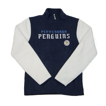 Pittsburgh Penguins Reebok Navy Full Zip Microfleece Jacket (Womens L)