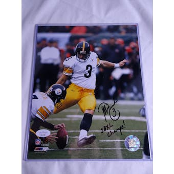 Jeff Reed Pittsburgh Steelers Autographed Football 8x10 Photo (SB XL Champs) JSA #HH11589 (Reed Buy)