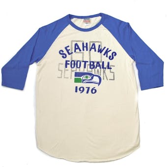 Seattle Seahawks Junk Food Cream 3/4 Sleeve Name & Logo Tee Shirt (Adult XL)