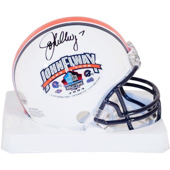 John Elway Autographed Hall of Fame Enshirement Mini Football Helmet (Mounted Memories)