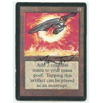 Magic the Gathering Beta Single Sol Ring Single ARTIST SIGNED & ALTERED - MODERATE PLAY