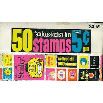 Fabulous Foolish Fun Stamps Trading Cards Wax Box (1967 Fleer)