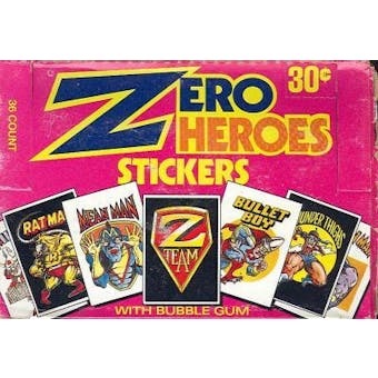 Zero Heroes Stickers Trading Cards Wax Box (1984 Donruss)