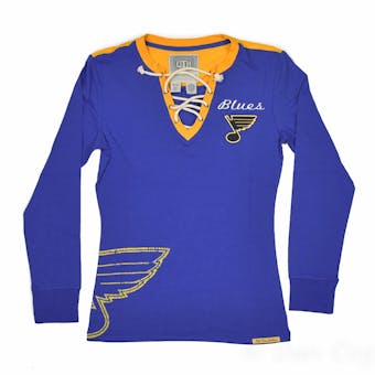 St. Louis Blues Old Time Hockey Royal Rachel Womens L/S Jersey T-Shirt